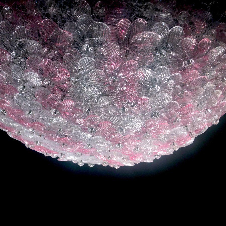 Pink And Ice Murano Glass Flowers Basket Ceiling Light By Barovier & Toso photo Lighting