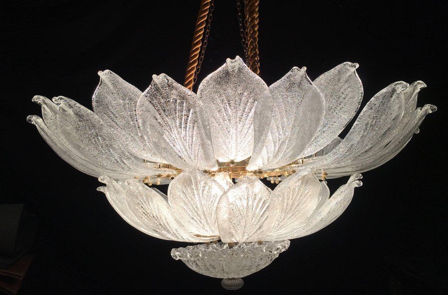 photo furniture Italian Murano Glass Leave Flush Mount Chandelier