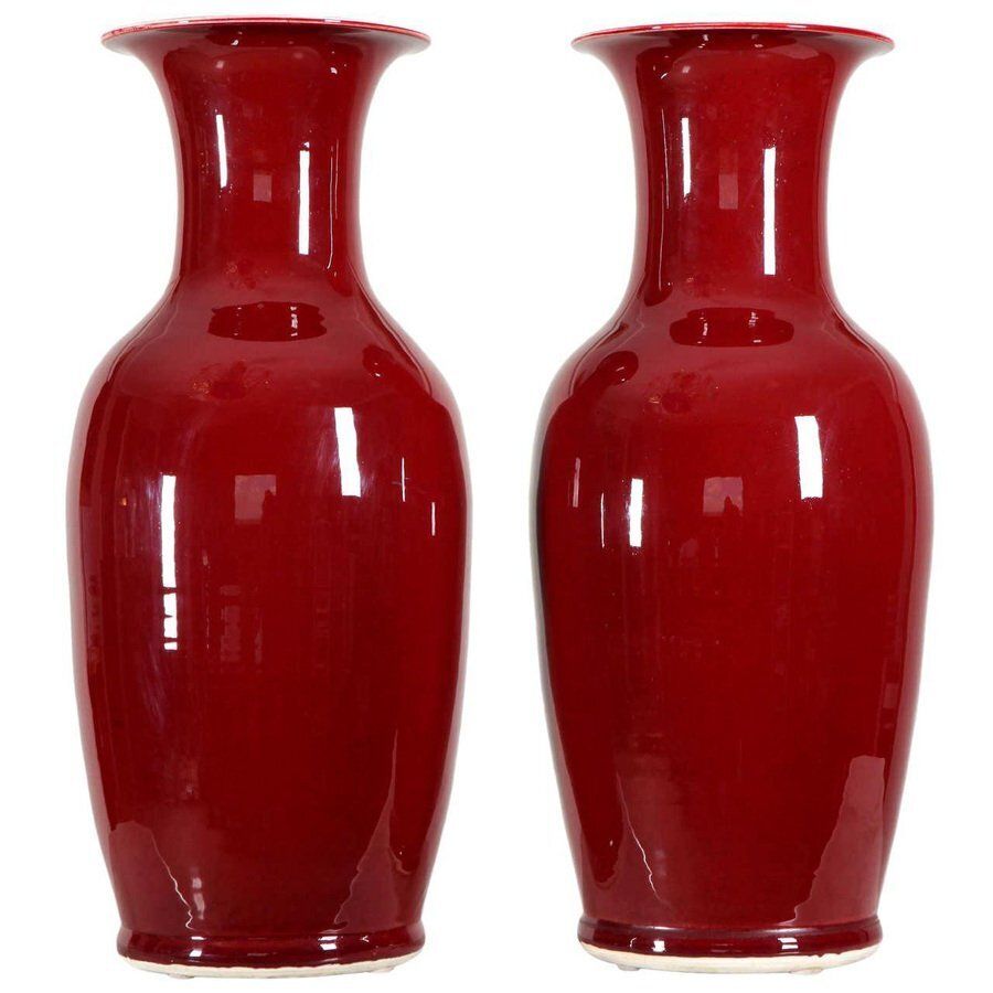 Large Sang De Boeuf Glazed Vases, Early 20th Century, Set Of 2