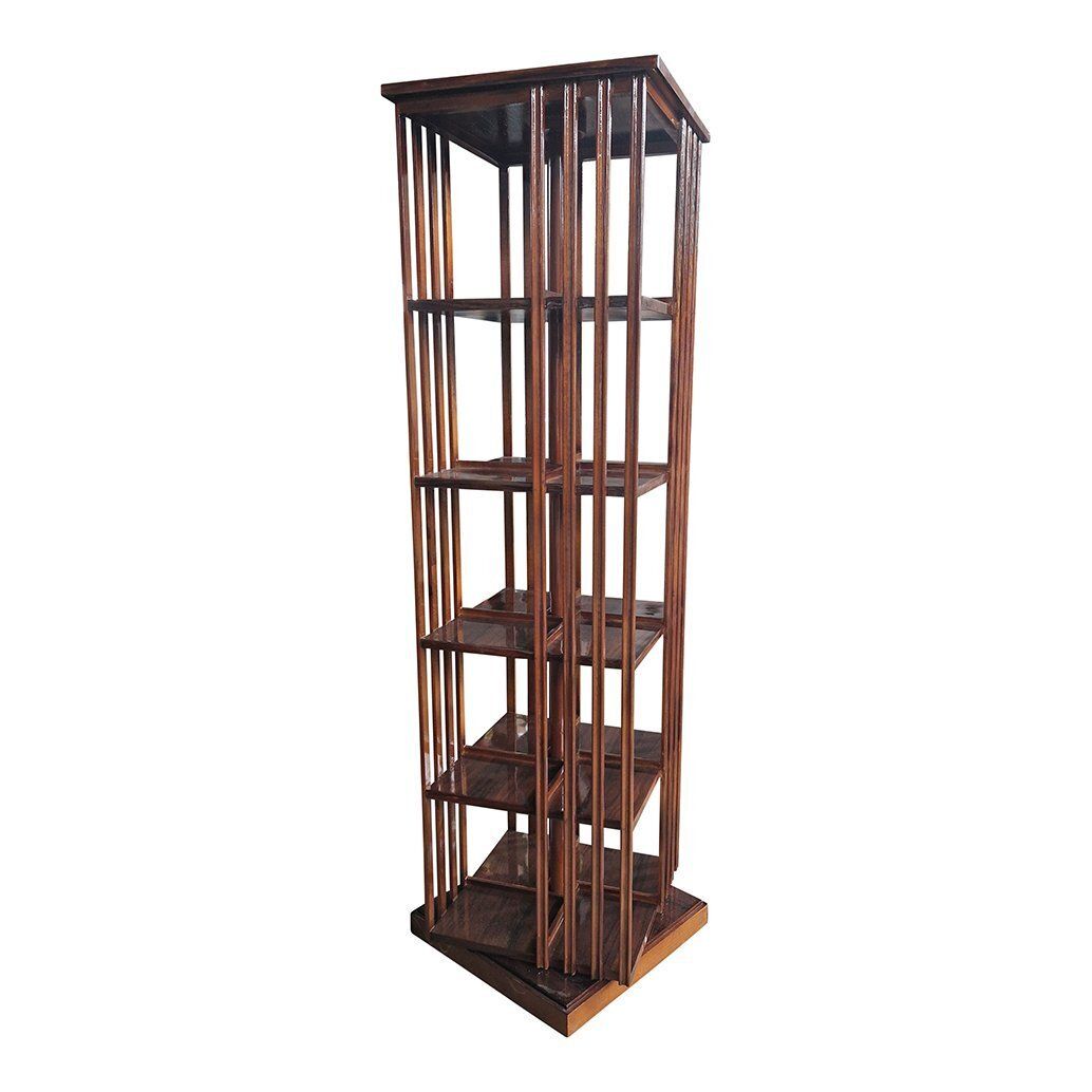 Quadrangular Revolving Bookcase In Walnut, 1980s photo vinterior