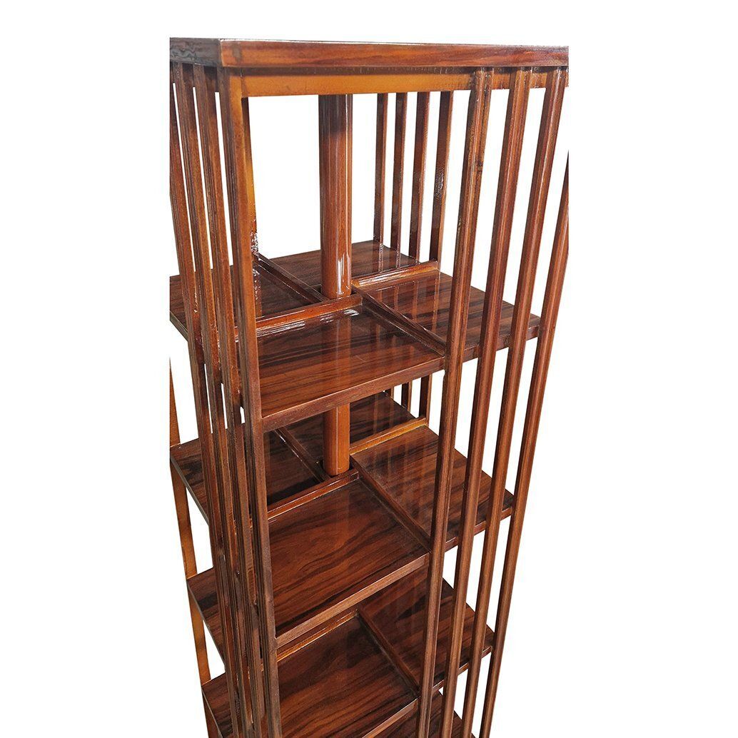 Quadrangular Revolving Bookcase In Walnut, 1980s photo vintage