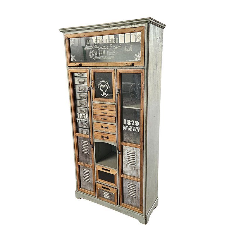Display Cabinet In Metal And Wood, 1980s photo furniture