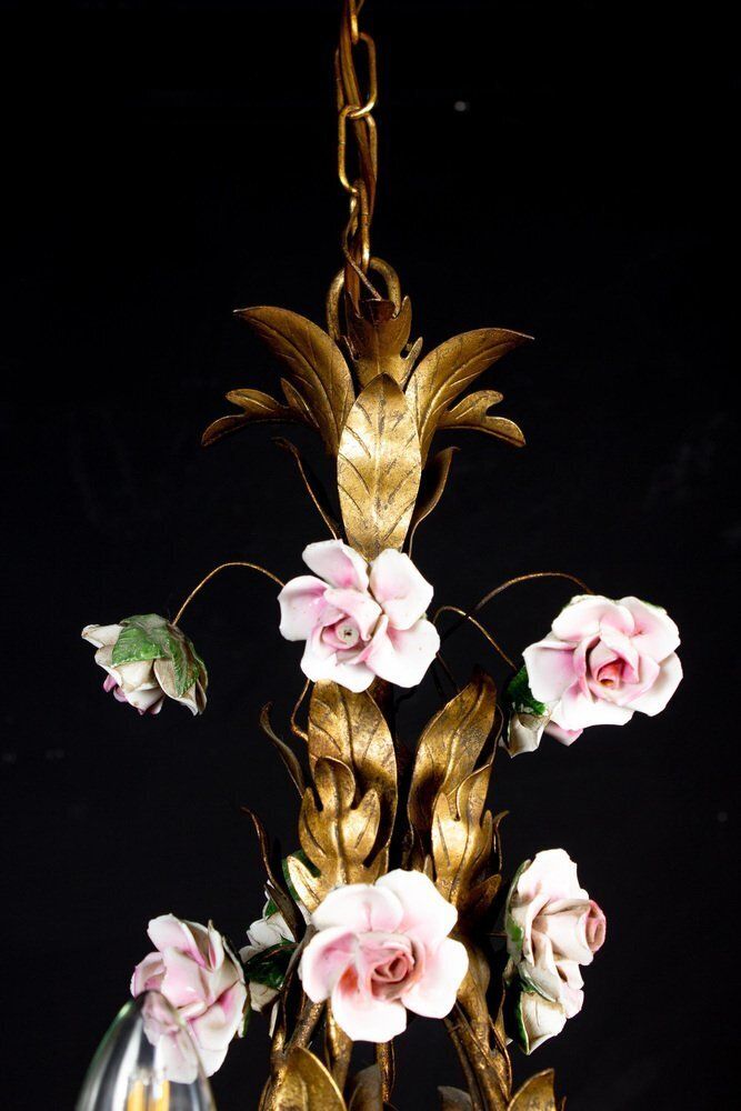 Antique Chandelier With Porcelain Flowers photo 2537.0
