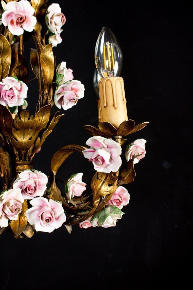 Antique Chandelier With Porcelain Flowers photo buy