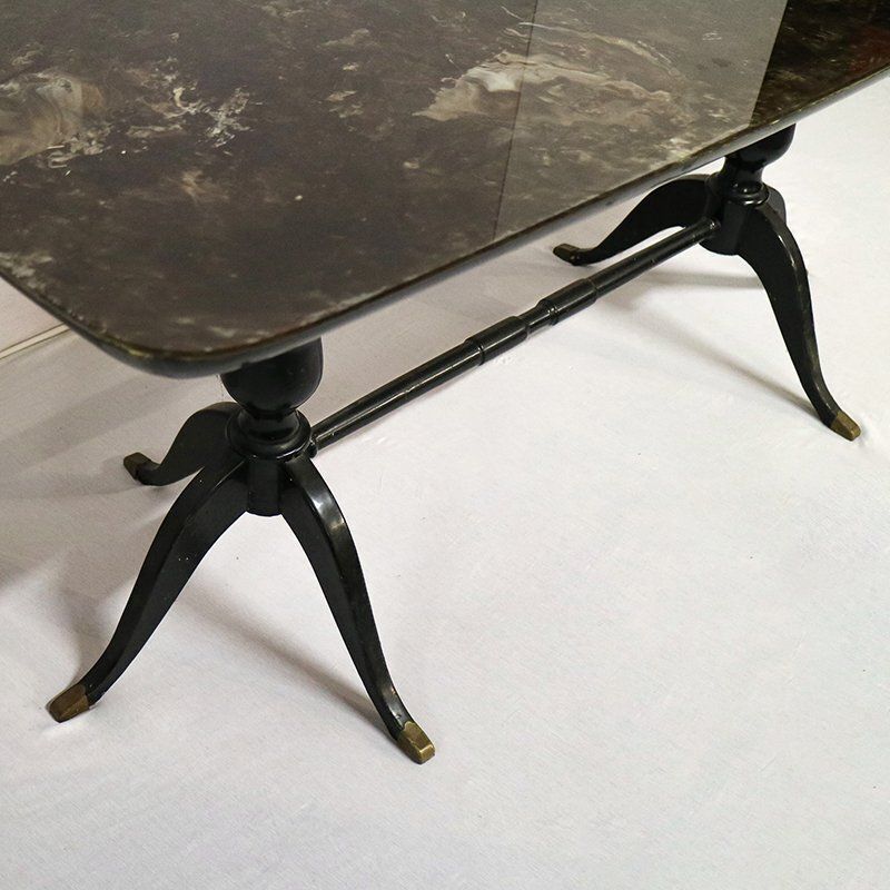 Dining Table With Marble Effect Glass Top, 1930s / 40s photo 2252.0