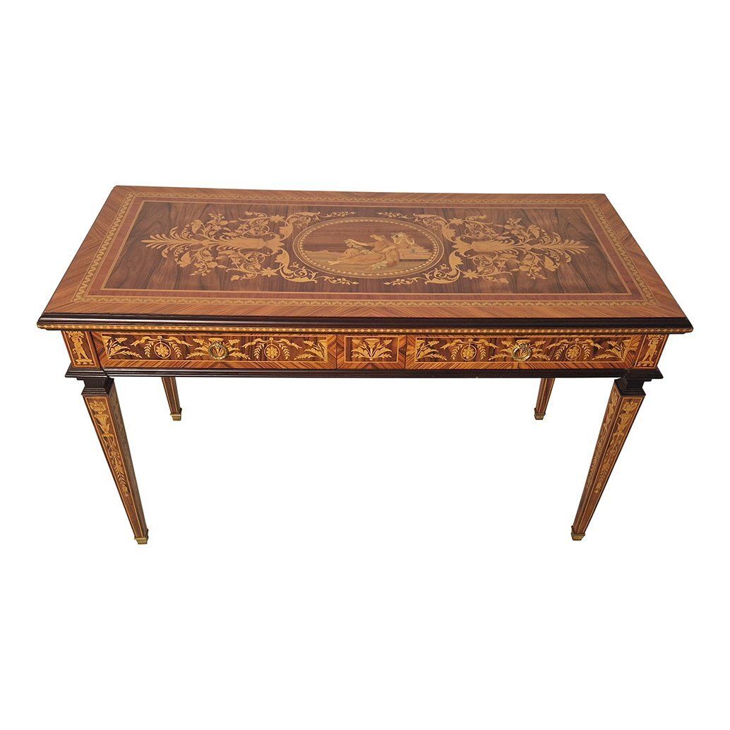 Louis XVI Style Inlaid Writing Table, 1980s photo Furniture