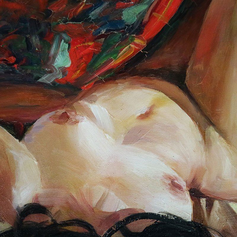 Manzini, Nude Of A Woman Lying, 1963, Oil On Canvas, Framed photo vinterior