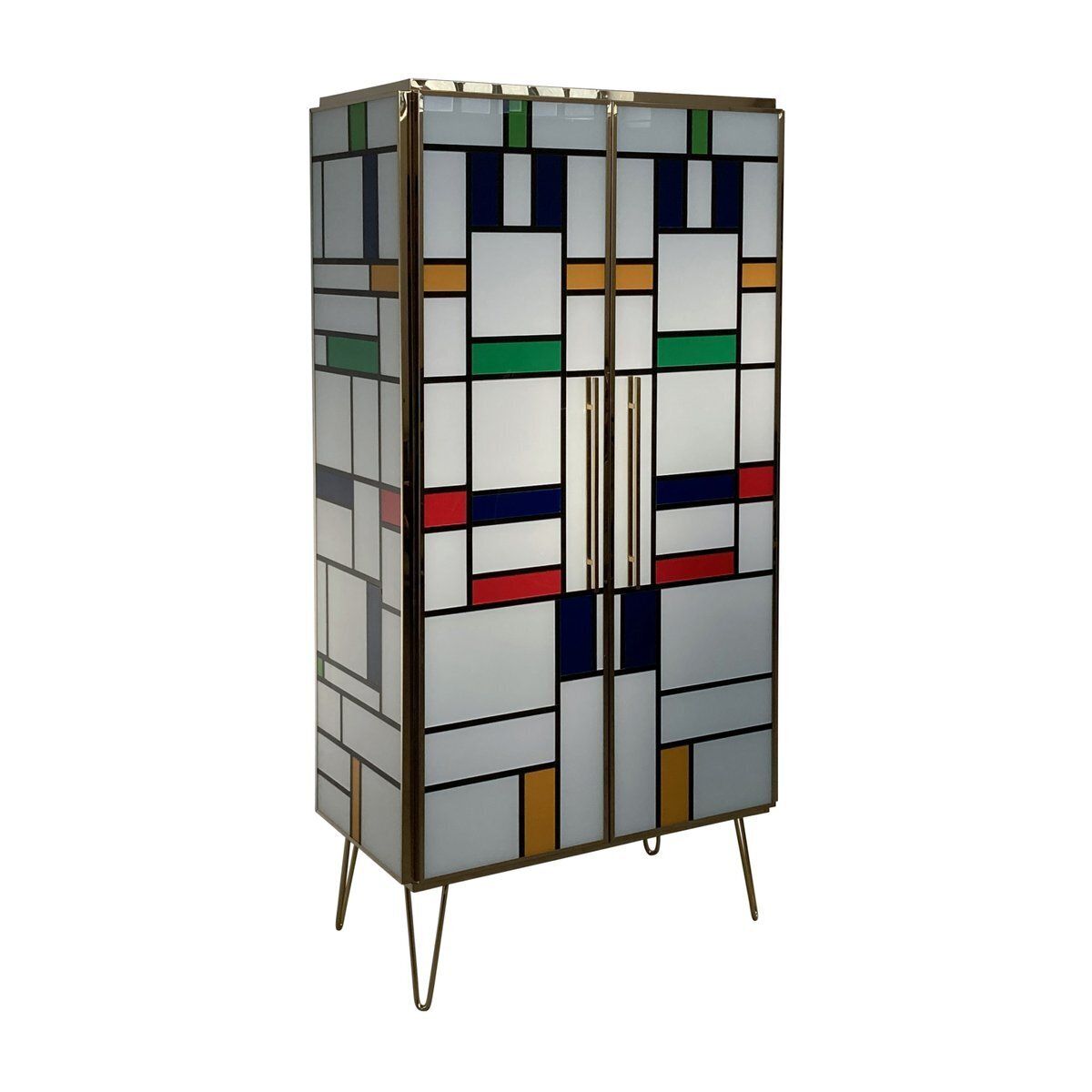 Two Door Wardrobe In Colored Glass, 1980s photo for sale