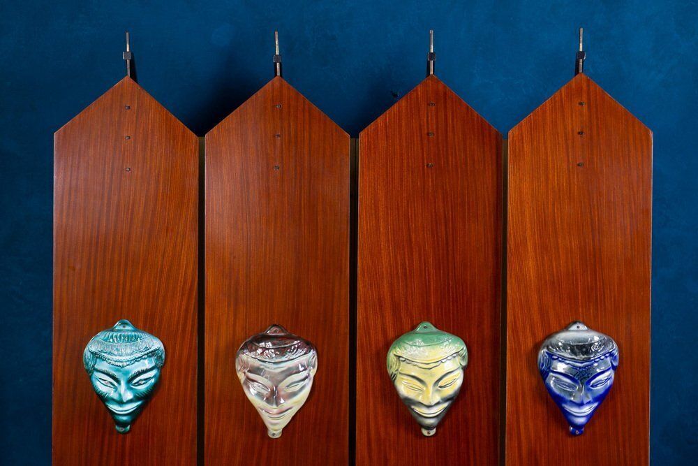 Mid Century Wardrobe With Ceramic Masks, Italy, 1950s photo 5807.0