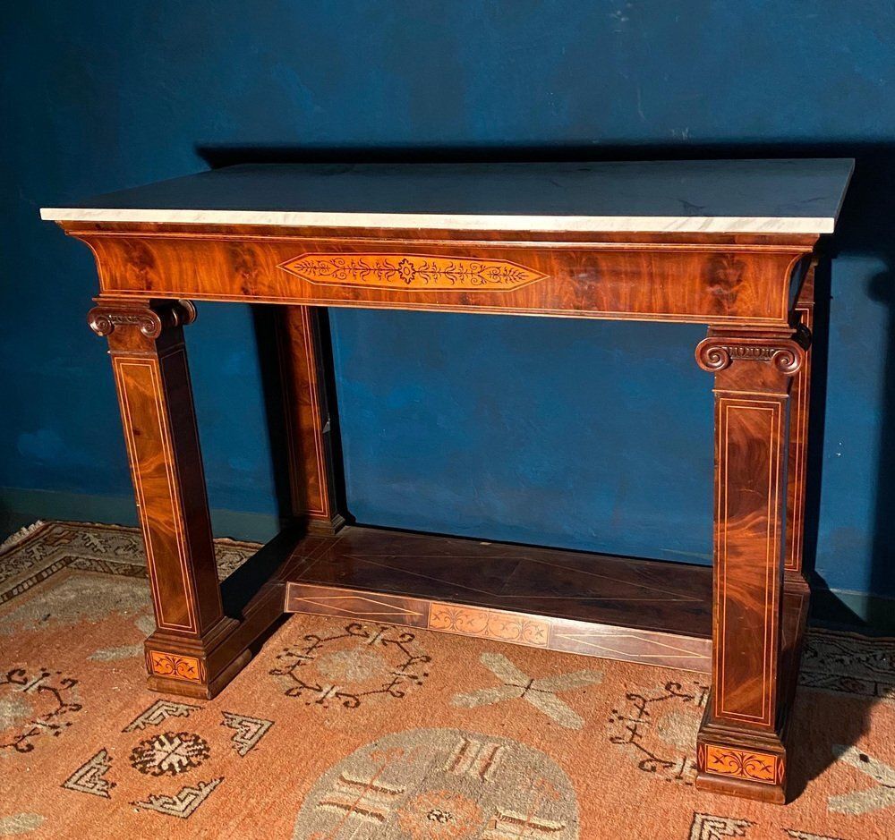 19th Century French Charles X Carrara Marble Top Console Tables, Set Of 2 photo 13364.0