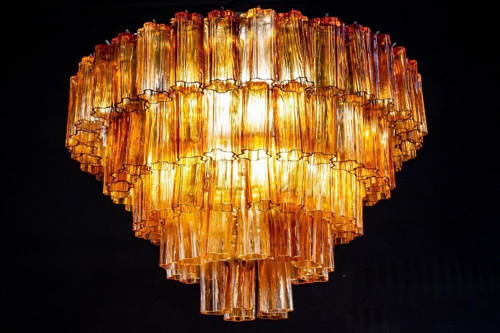 Large Modern Gold Amber Color Murano Glass Chandelier Or Flush Mount, 1970 photo 6632.0