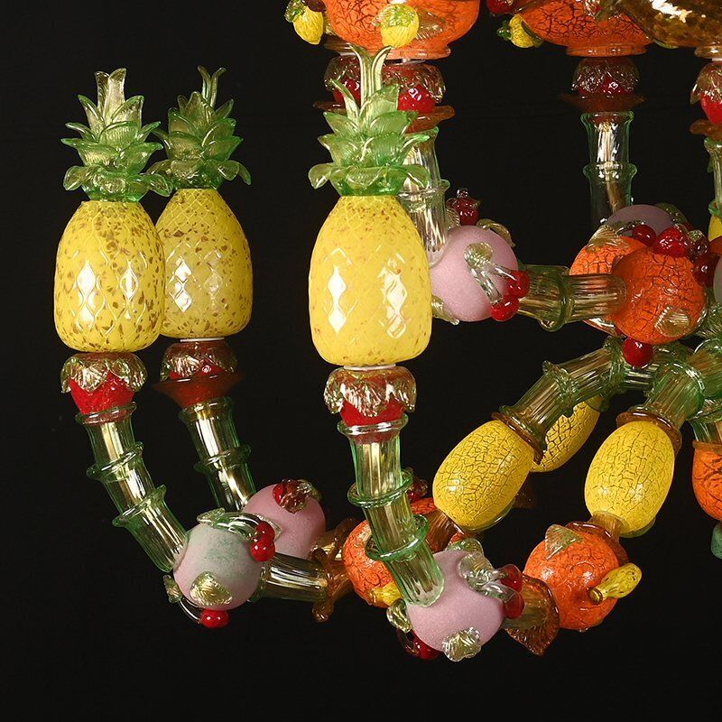 Fruit Chandelier With 16 Polychrome Lights In Murano Glass, 1980s photo buy