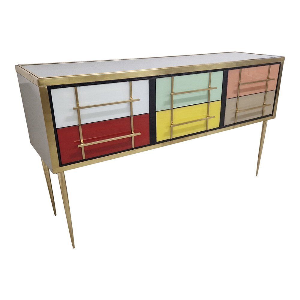 Multicolor Glass Dresser With Drawers, 1980s photo for sale