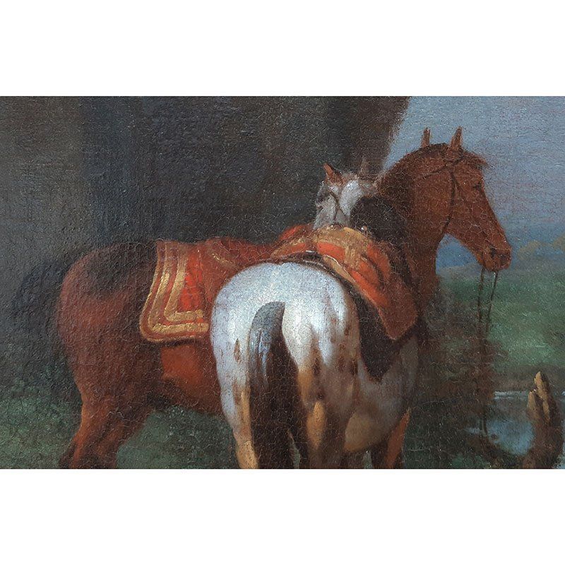 photo vinterior Philips Wouwerman, Knights In Front Of A Coaching Inn And Knights And Bathers At A Stream, 1600s, Oil On Canvases, Set Of 2