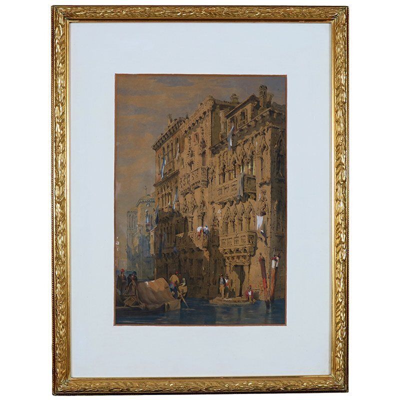Samuel Prout, Palazzo Contarini Fasan On The Grand Canal, Venice, 1800s, Watercolor, Framed
