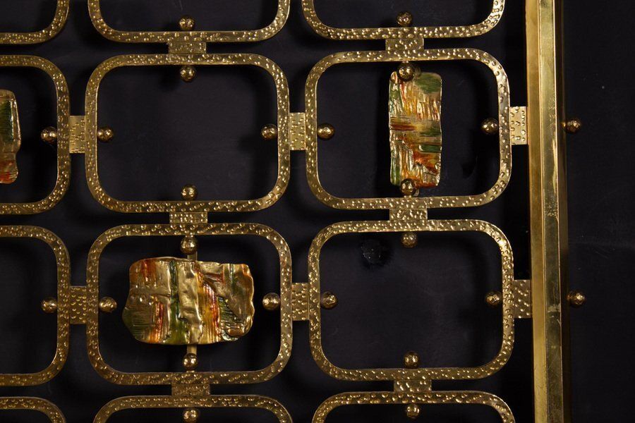 Bed With Brass Details By Arnaldo Pomodoro & Osvaldo Borsani, 1950s photo Furniture