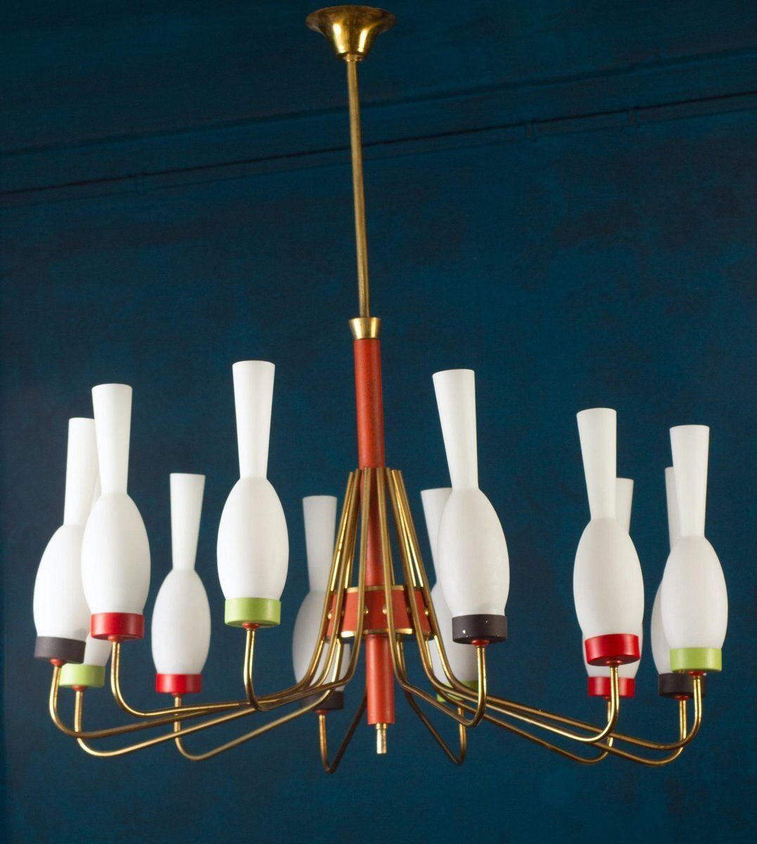 Brass And Murano Glass Chandelier From Stilnovo, Italy, 1950s photo furniture