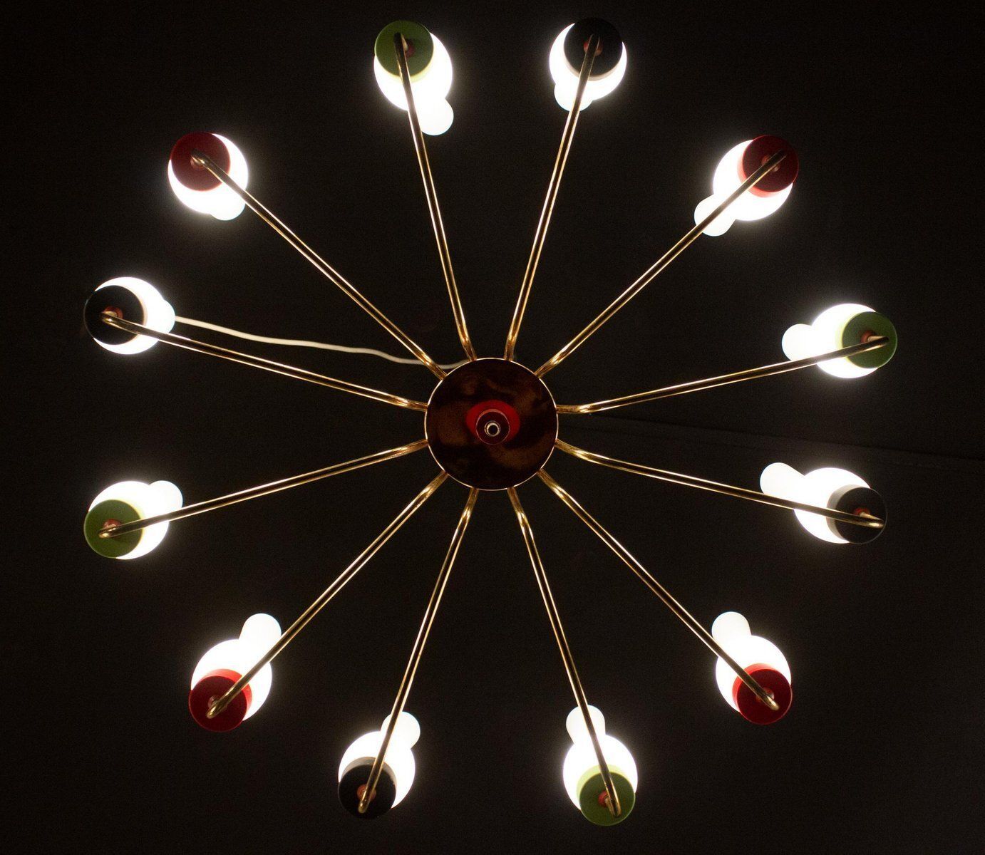 Brass And Murano Glass Chandelier From Stilnovo, Italy, 1950s photo buy