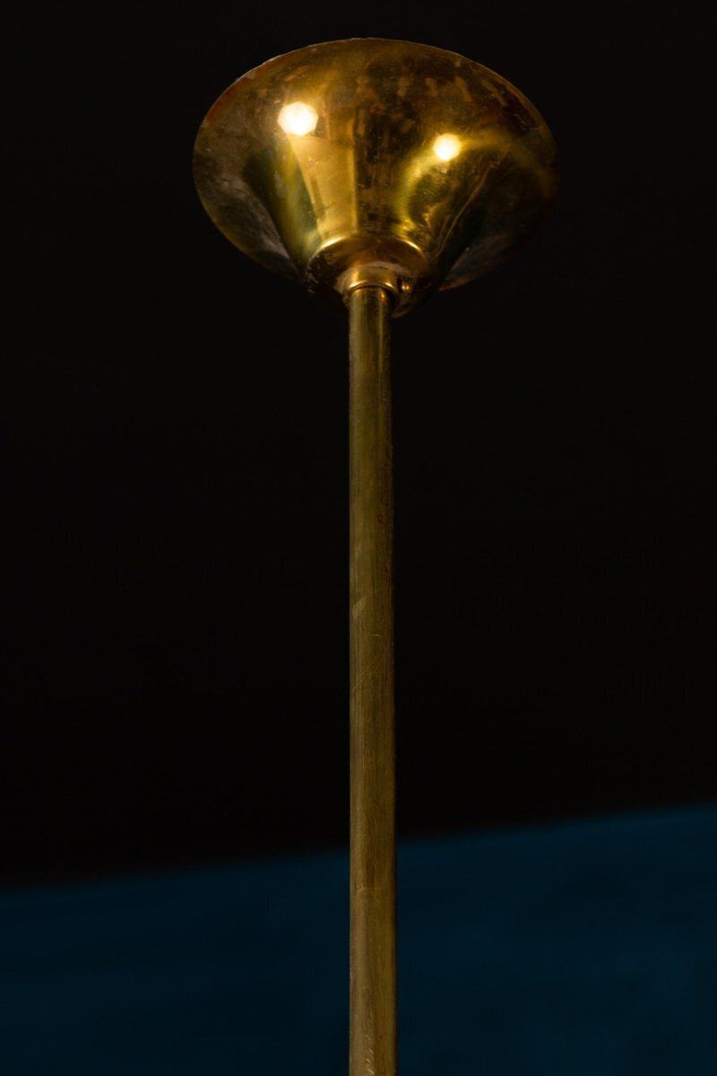 Lighting Brass And Murano Glass Chandelier From Stilnovo, Italy, 1950s photo