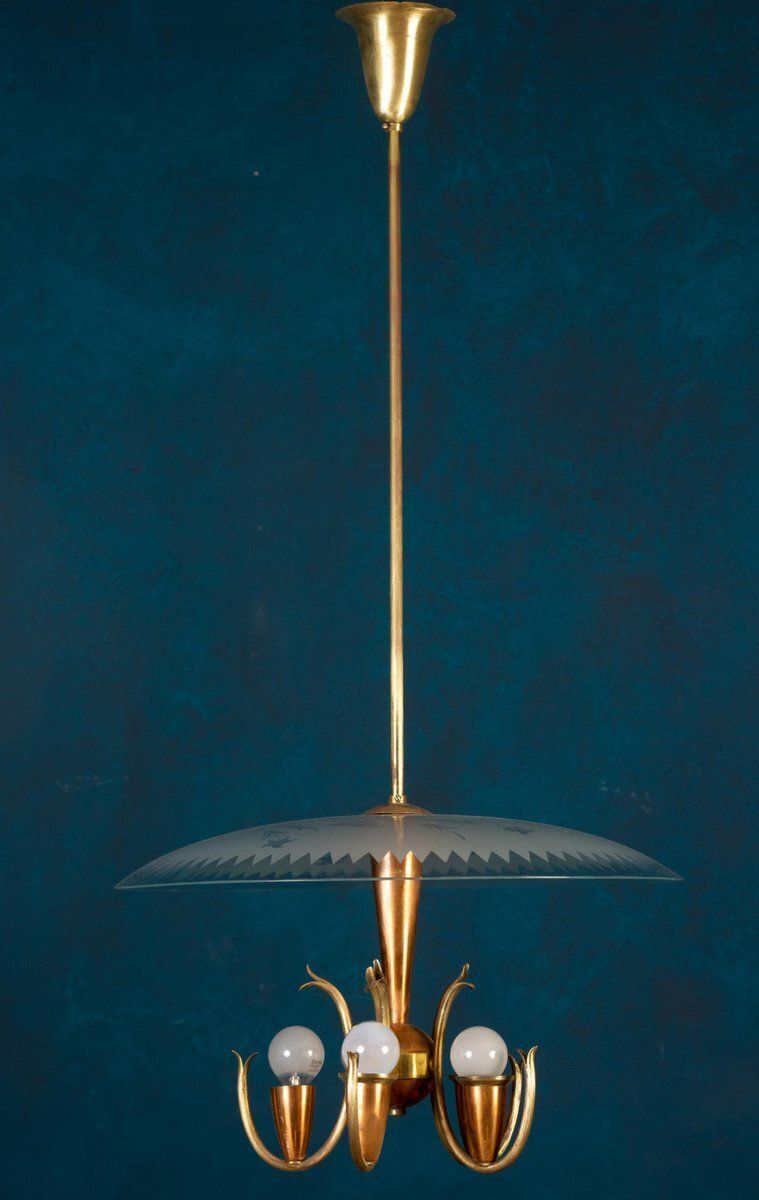 Art Deco Pendant Lamp In The Style Of Pietro Chiesa For Fontana Arte, Italy, 1940s photo for sale