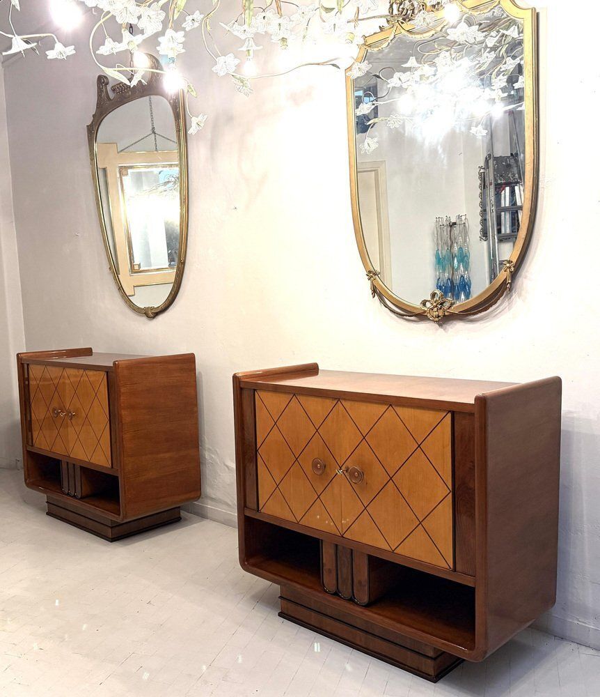 Italian Art Deco Cabinets Attributed To Osvaldo Borsani, 1940s, Set Of 2 photo vintage
