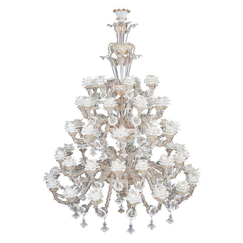 Rezzonico Chandelier In Murano Glass, Crystal And Bronze, 1950s photo furniture