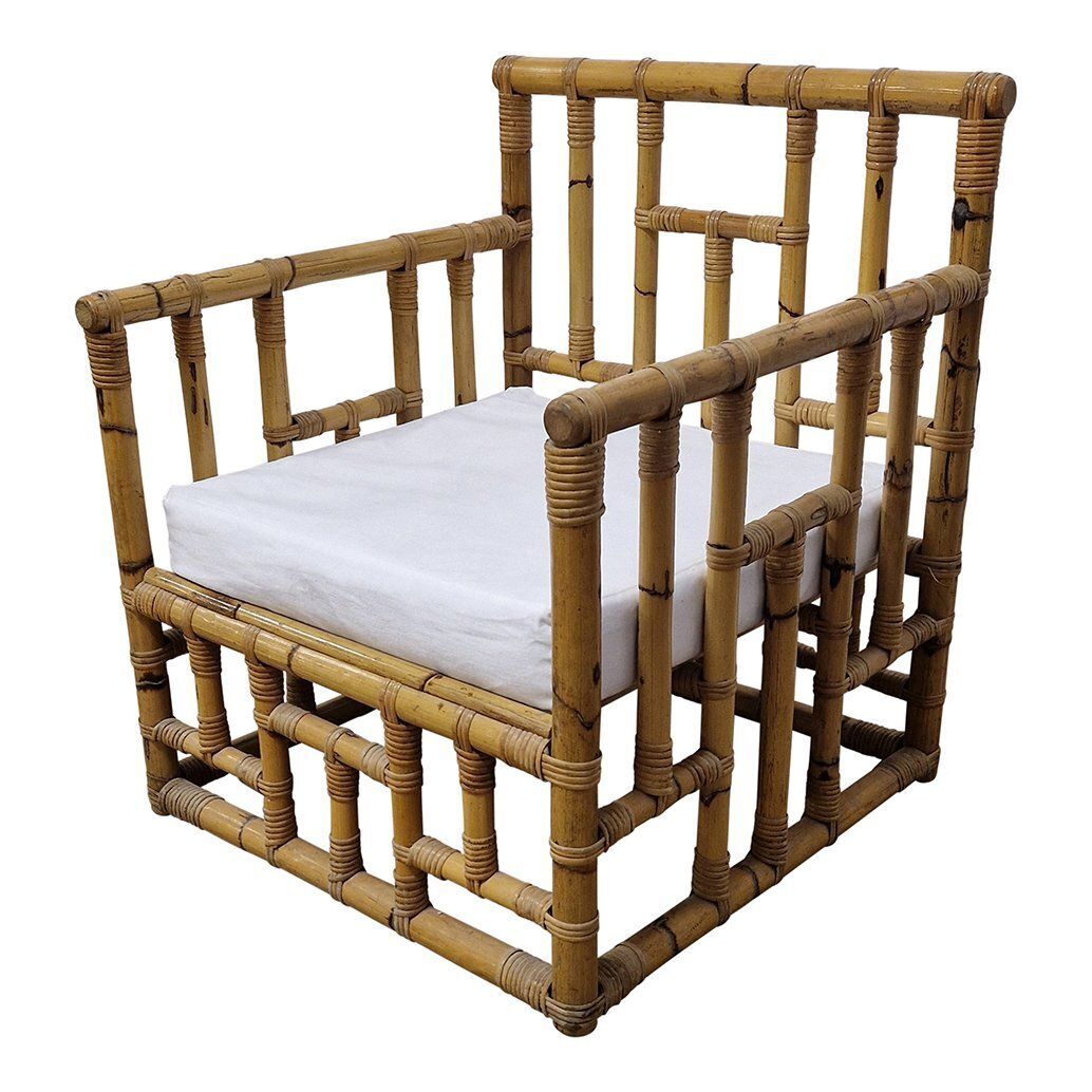 Set Of Bamboo And Rattan Armchairs, 1950s photo vinterior