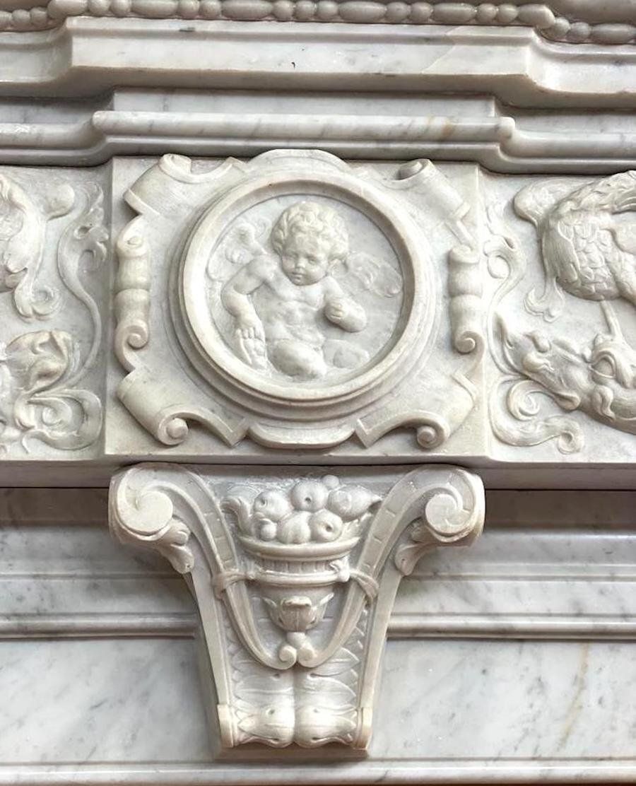 Italian Neoclassical Imperial Fireplace In White Marble, 1780 photo Home Fixtures