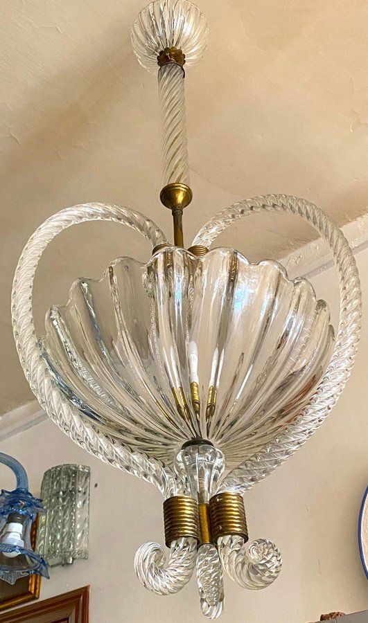 Italian Art Deco Chandelier Or Lantern By Ercole Barovier, 1940s photo furniture