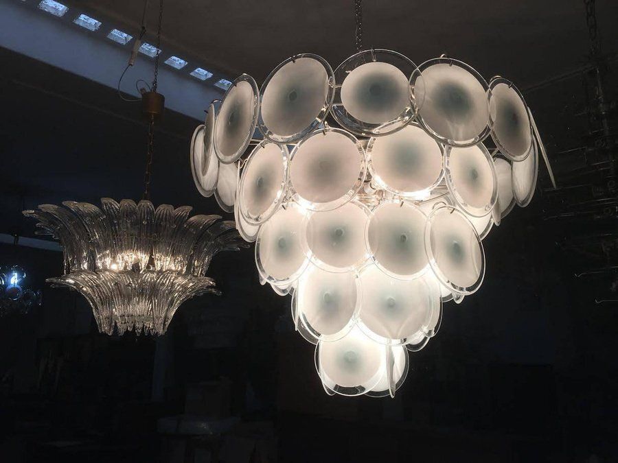 Murano Disc Chandeliers From Vistosi, 1970s, Set Of 2 photo furniture