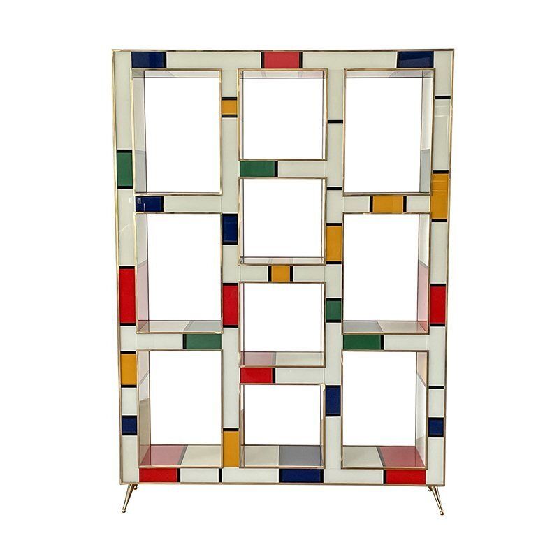 Mondrian Style Wooden Bookcase Covered In Glass, 1980s photo furniture