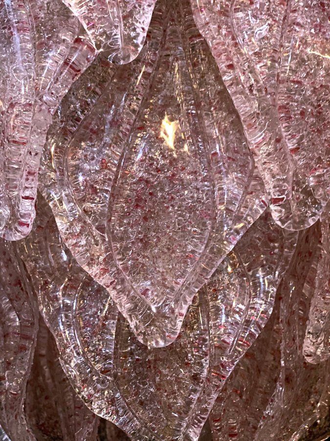 photo for sale Pink Murano Glass Polar Chandelier, Italy, 1970s
