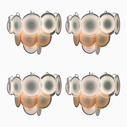 Lighting Disc Murano Chandeliers From Vistosi, 1970s, Set Of 4 photo