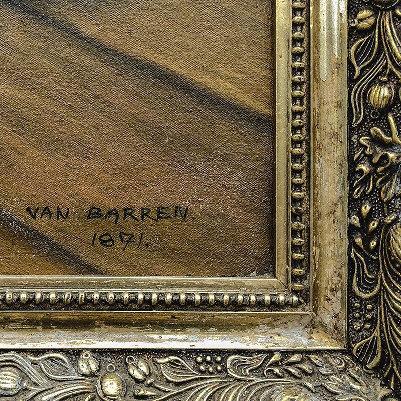 photo furniture Van Barren, Children And Rabbits, 1871, Oil On Panel, Framed