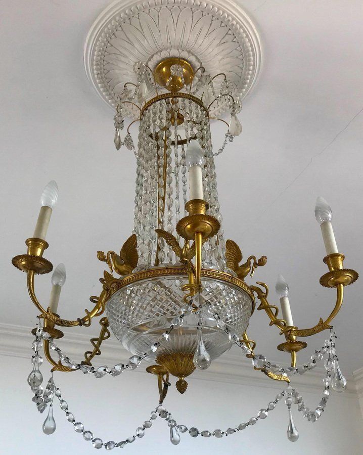 Empire Gilt Bronze And Cut Crystal Chandelier, 1815 photo furniture