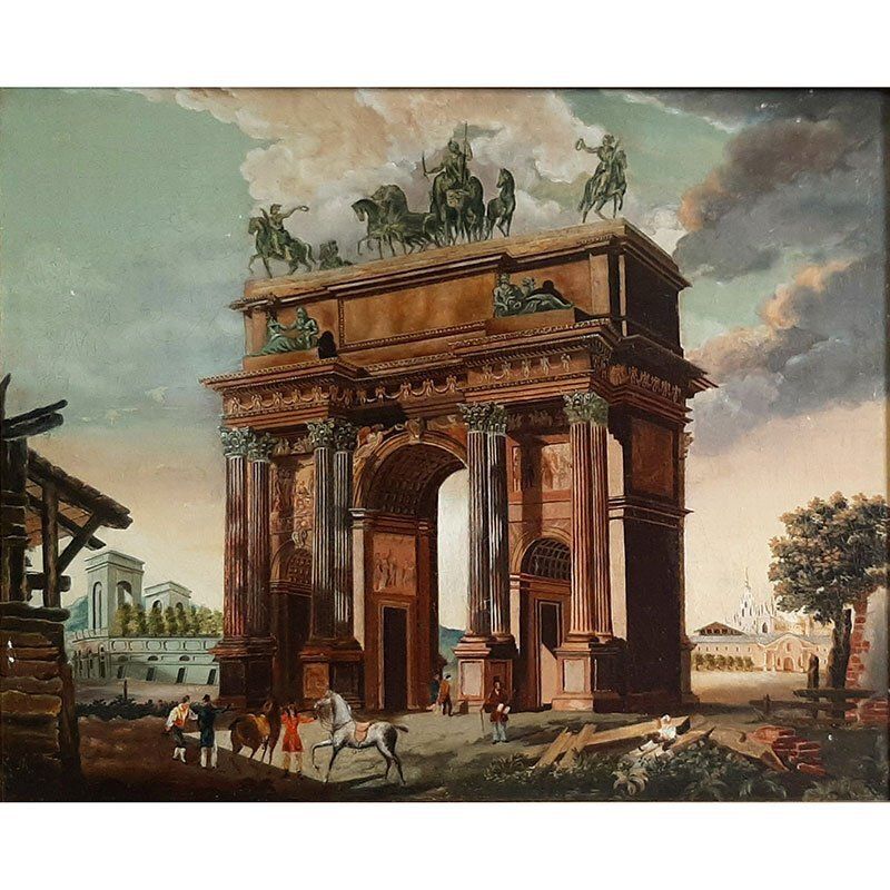 Giovanni Mizreu, Arco Della Pace, 1800s, Oil On Canvas photo furniture