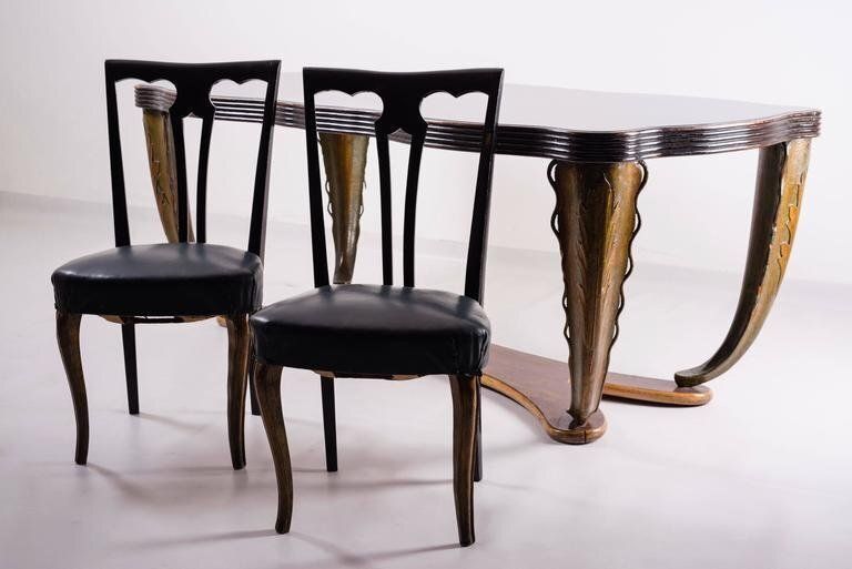 Italian Painted Dining Room Chairs By Pierluigi Colli, 1940s, Set Of 8 photo Furniture