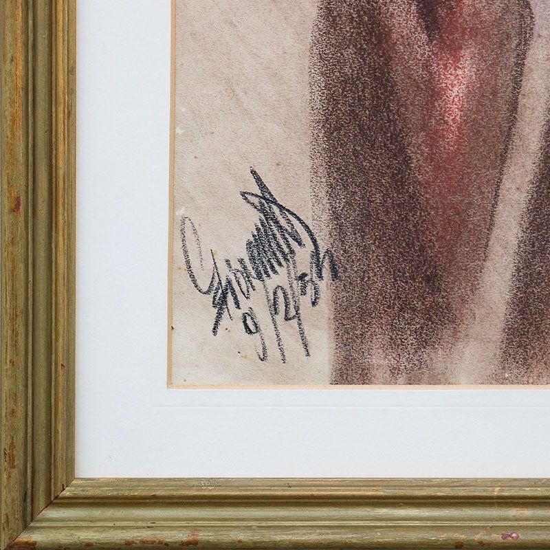 Giacomelli Ferruccio, Figure Of Athlete, 1954, Graphite, Framed photo vinterior