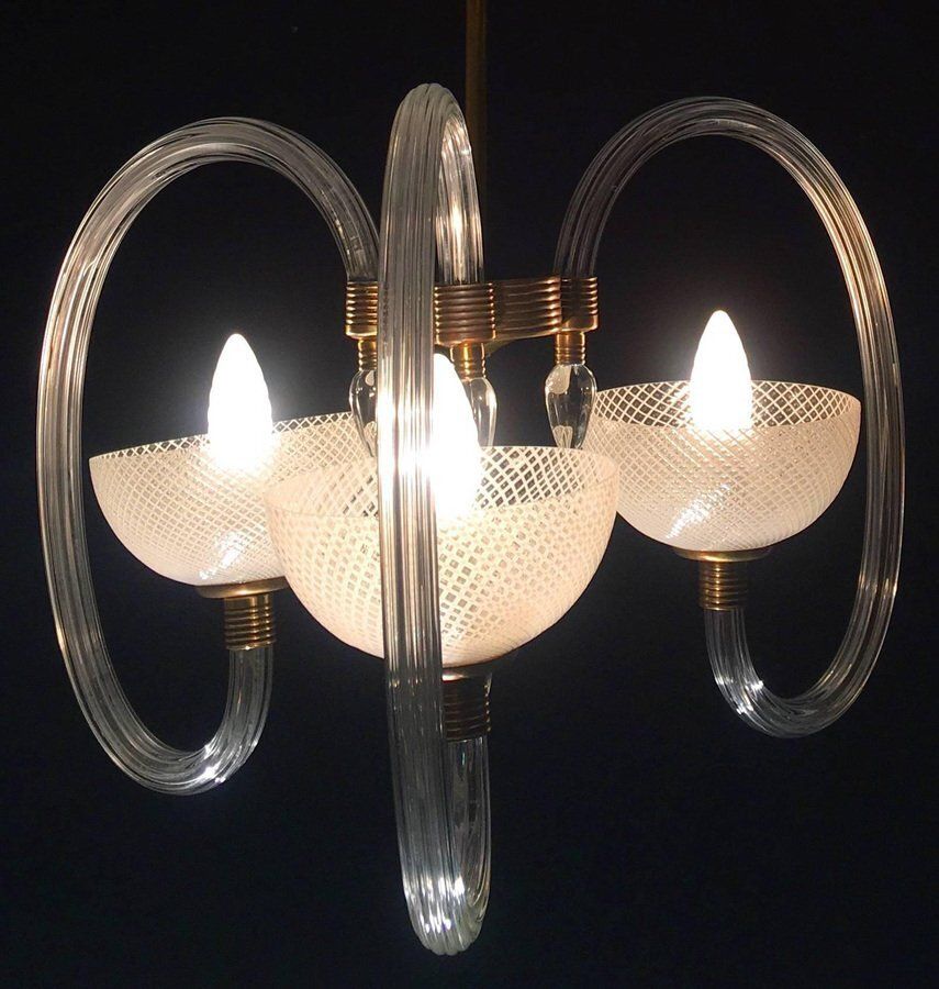 Precious Chandelier Reticello By Ercole Barovier, Venice, 1940s photo furniture