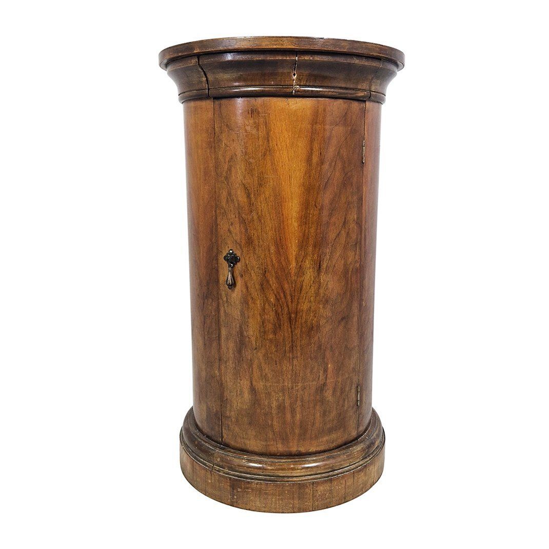 Wooden Cylinder Bedside Table, 1950s