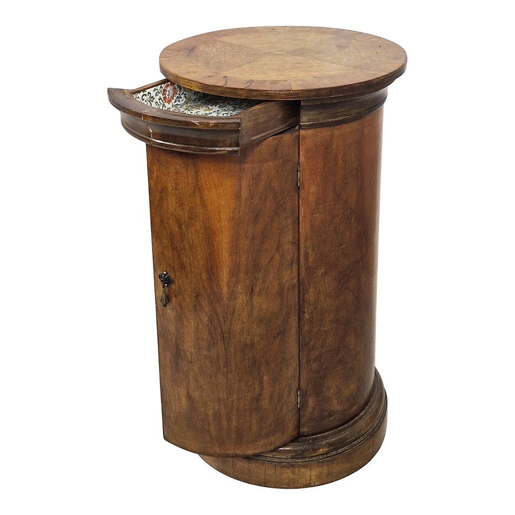 Wooden Cylinder Bedside Table, 1950s photo for sale