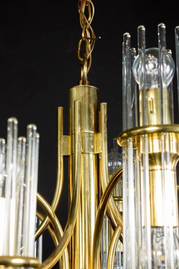 5950.0 Crystal Rod And Brass Chandelier Or Lantern By Gaetano Sciolari, 1960s photo