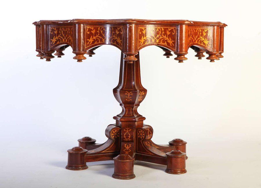 19th Century Italian Inlaid Center Table, 1840s photo Furniture