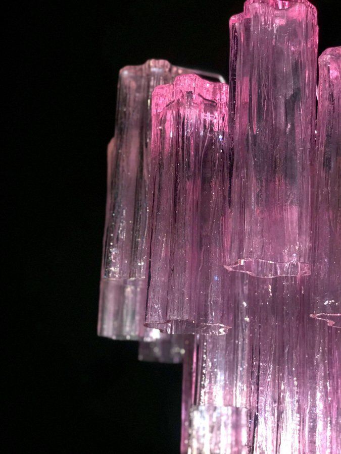 6177.0 Pink Tronchi Pair Of Murano Glass Chandelier By Toni Zuccheri For Venini, 1970s photo