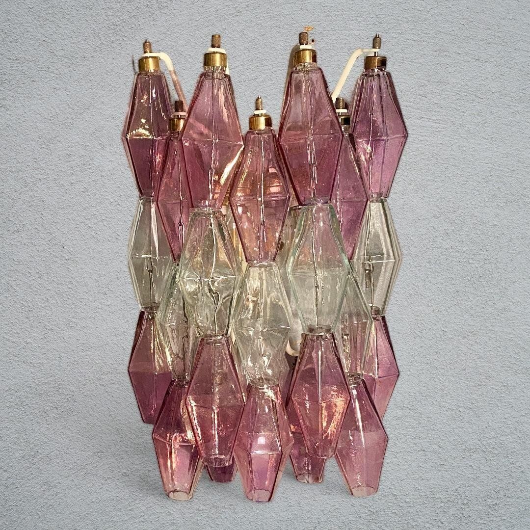 Pink And Clear Poliedri Sconces By Carlo Scarpa For Venini, 1980s, Set Of 2 photo buy