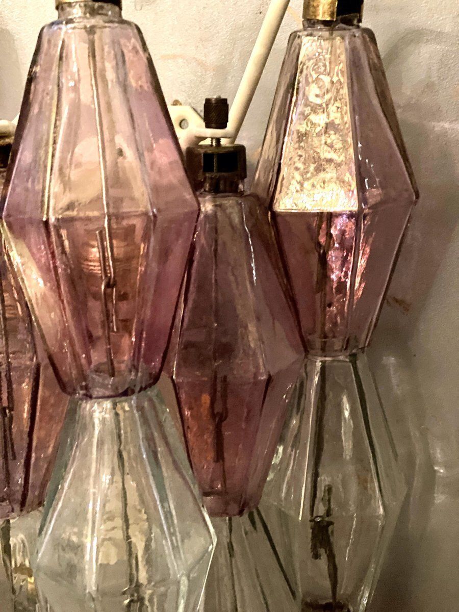 5267.0 Pink And Clear Poliedri Sconces By Carlo Scarpa For Venini, 1980s, Set Of 2 photo