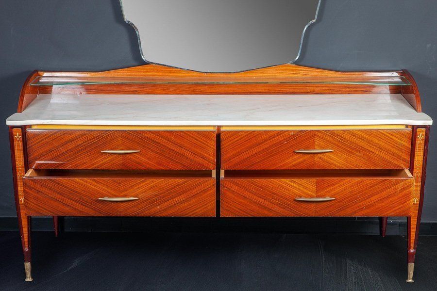 Mid Century Italian Dresser Or Chest Of Drawer With Carrara Marble Top, 1970 photo furniture