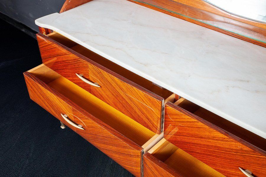 Mid Century Italian Dresser Or Chest Of Drawer With Carrara Marble Top, 1970 photo 3808.0