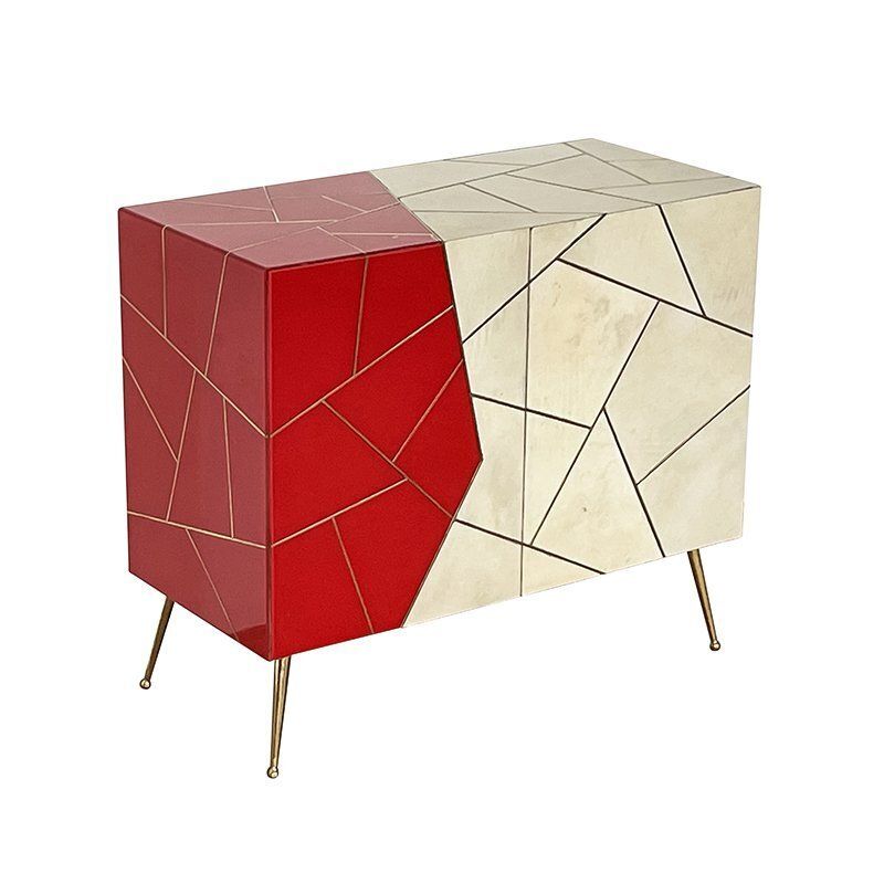 Wooden Sideboard In Red Glass, 1980s photo 4586.0