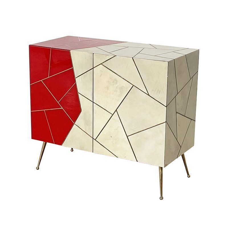 Wooden Sideboard In Red Glass, 1980s photo buy
